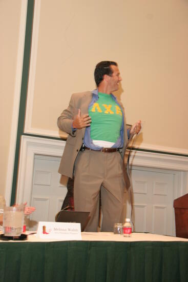 Man in Lambda Chi Alpha Shirt at Thursday Convention Session Photograph 1, July 13, 2006 (image)