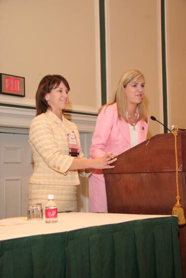 Beth Monnin and Andie Kash Speaking at Thursday Convention Session Photograph 1, July 13, 2006 (image)