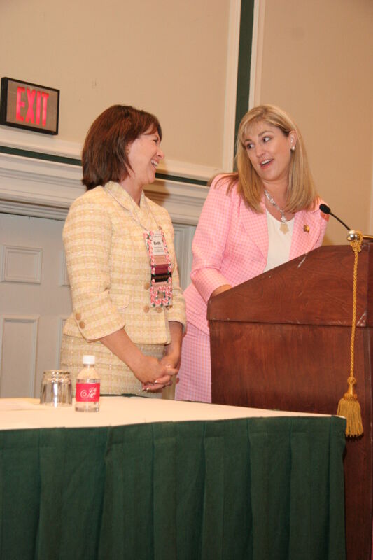 Beth Monnin and Andie Kash Speaking at Thursday Convention Session Photograph 5, July 13, 2006 (Image)