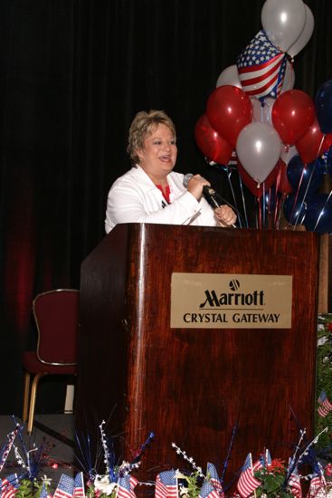 Kathy Williams Speaking at Convention Red, White, and Phi Mu Dinner Photograph 1, July 8, 2004 (image)