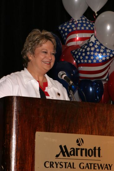 Kathy Williams Speaking at Convention Red, White, and Phi Mu Dinner Photograph 2, July 8, 2004 (image)