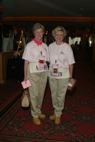 Lucy Stone and Kathie Garland in Construction Worker Costumes at Convention Photograph, July 8, 2004 (image)