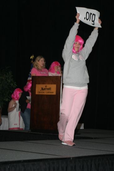 Phi Mus Holding Letters in Convention Fashion Show Photograph 2, July 8, 2004 (image)