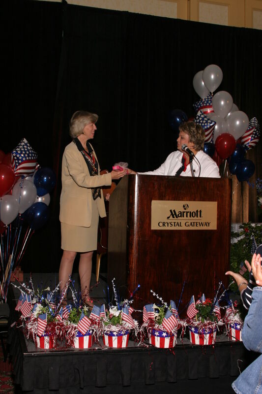 July 8 Kathy Williams Presenting Gift to Gale Norton at Convention Photograph Image