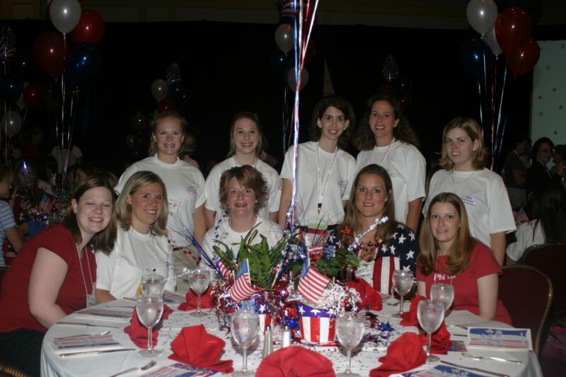 Table of 10 at Convention Red, White, and Phi Mu Dinner Photograph 1, July 8, 2004 (Image)