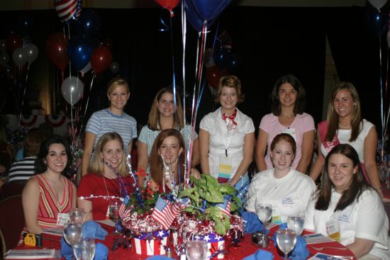 Table of 10 at Convention Red, White, and Phi Mu Dinner Photograph 2, July 8, 2004 (image)