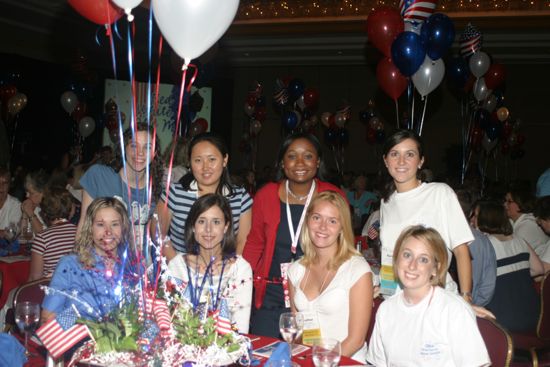 Table of Eight at Convention Red, White, and Phi Mu Dinner Photograph 4, July 8, 2004 (image)