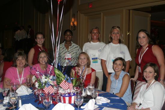 Table of 10 at Convention Red, White, and Phi Mu Dinner Photograph 4, July 8, 2004 (image)