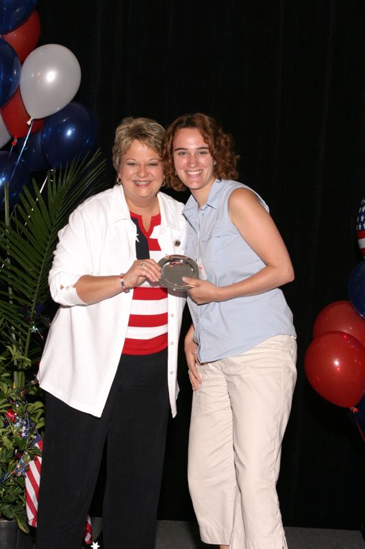 July 8 Kathy Williams and Unidentified With Award at Convention Photograph 4 Image