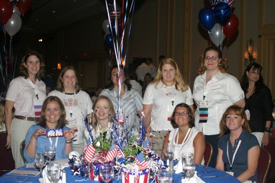 Table of Nine at Convention Red, White, and Phi Mu Dinner Photograph 3, July 8, 2004 (image)