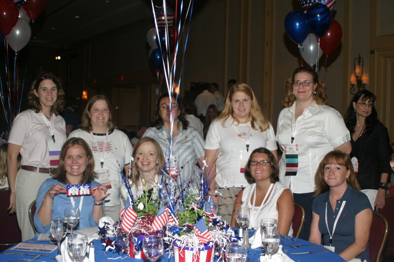 Table of Nine at Convention Red, White, and Phi Mu Dinner Photograph 3, July 8, 2004 (Image)