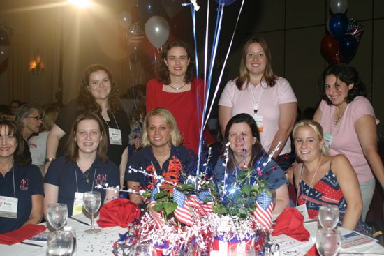 Table of Nine at Convention Red, White, and Phi Mu Dinner Photograph 5, July 8, 2004 (image)