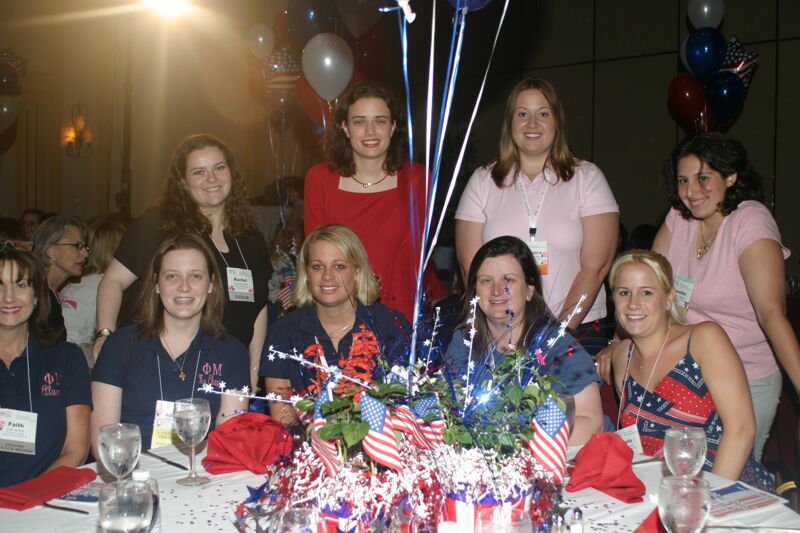 Table of Nine at Convention Red, White, and Phi Mu Dinner Photograph 5, July 8, 2004 (Image)