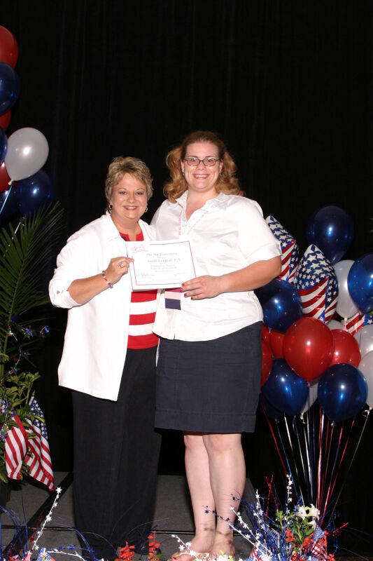 July 8 Kathy Williams and South Central Pennsylvania Alumnae Chapter Member With Certificate at Convention Photograph Image