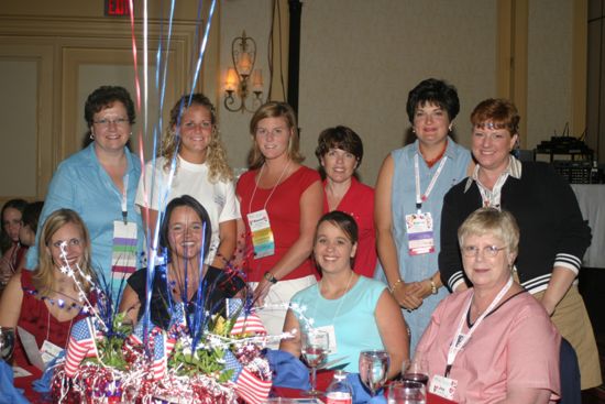 Table of 10 at Convention Red, White, and Phi Mu Dinner Photograph 5, July 8, 2004 (image)