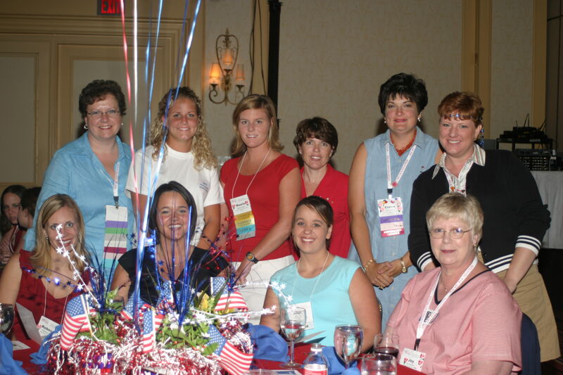 Table of 10 at Convention Red, White, and Phi Mu Dinner Photograph 5, July 8, 2004 (Image)