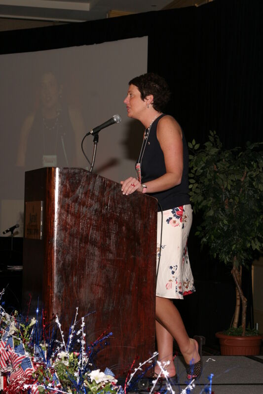 Jen Wooley Speaking at Convention Red, White, and Phi Mu Dinner Photograph 2, July 8, 2004 (Image)