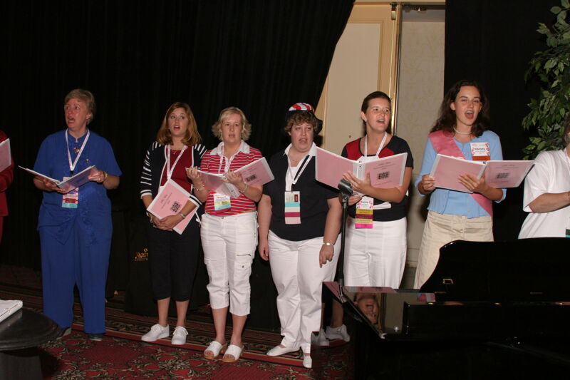 Convention Choir Singing at Red, White, and Phi Mu Dinner Photograph 8, July 8, 2004 (Image)