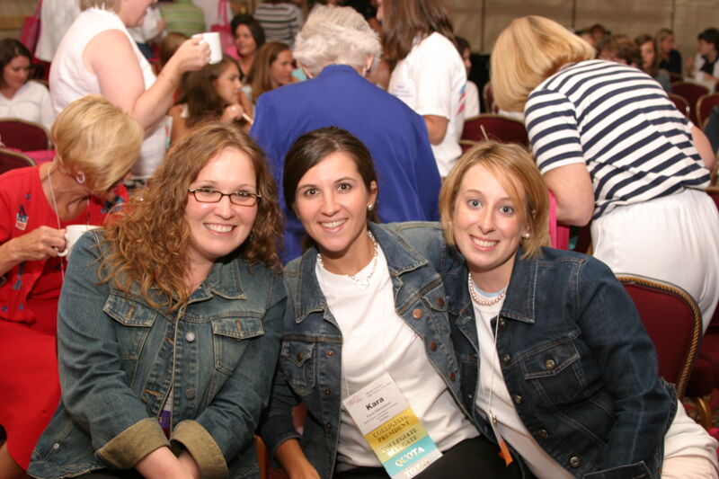 Kara Manceaux and Two Unidentified Phi Mus at Convention Photograph, July 8, 2004 (Image)