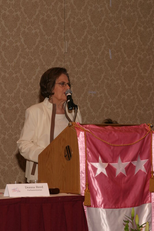 Joan Wallem Speaking at Convention Foundation Awards Presentation Photograph 1, July 9, 2004 (Image)