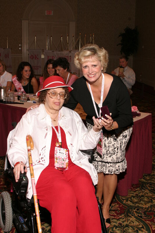 Kathie Garland and Mary Indianer at Convention Foundation Awards Presentation Photograph, July 9, 2004 (Image)