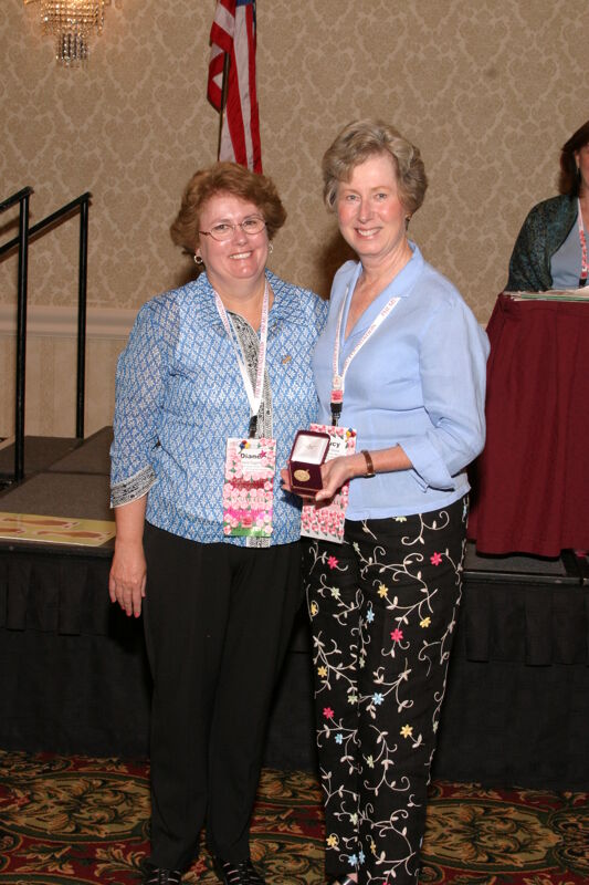 Lucy Stone and Diane Eggert at Convention Foundation Awards Presentation Photograph, July 9, 2004 (Image)