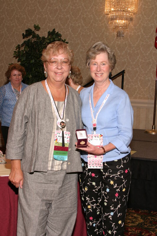 Lucy Stone and Marilyn Mann at Convention Foundation Awards Presentation Photograph, July 9, 2004 (Image)