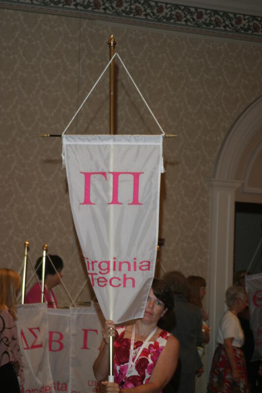 July 9 Mary Beth Straguzzi With Gamma Pi Chapter Banner in Convention Parade of Flags Photograph Image