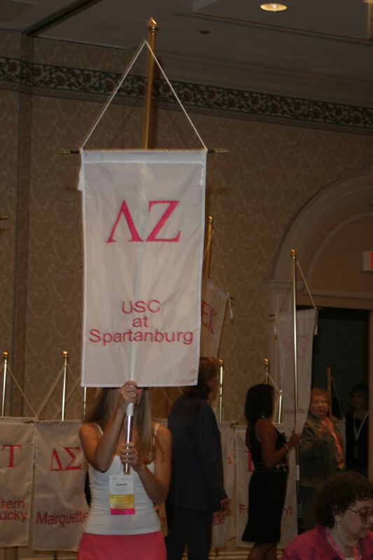July 9 Unidentified Phi Mu With Lambda Zeta Chapter Banner in Convention Parade of Flags Photograph Image
