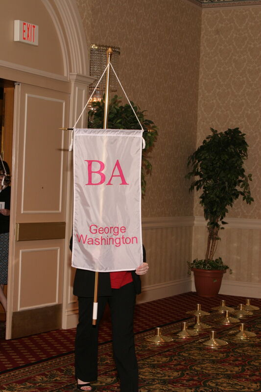 Unidentified Phi Mu With Beta Alpha Chapter Banner in Convention Parade of Flags Photograph, July 9, 2004 (Image)