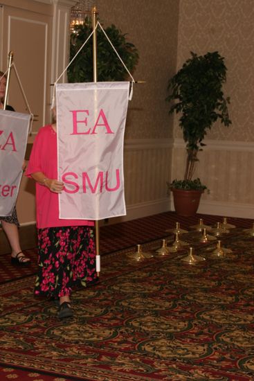 Unidentified Phi Mu With Epsilon Alpha Chapter Banner in Convention Parade of Flags Photograph, July 9, 2004 (image)