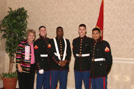 Kathy Williams and Four U.S. Marine Corps Members at Convention Photograph, July 9, 2004 (image)