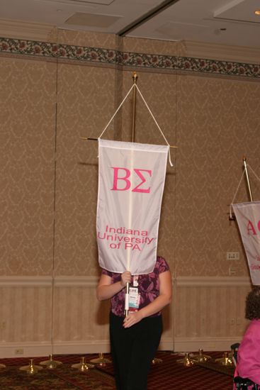 Unidentified Phi Mu With Beta Sigma Chapter Banner in Convention Parade of Flags Photograph, July 9, 2004 (image)