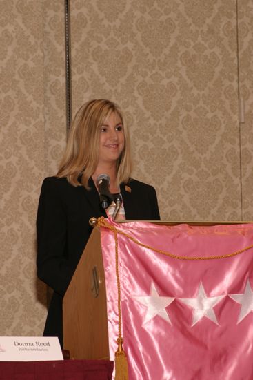 Andie Kash Speaking at Convention Parade of Flags Photograph, July 9, 2004 (image)