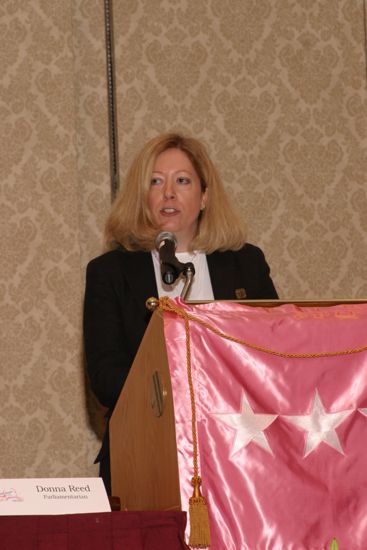 Cindy Lowden Speaking at Convention Parade of Flags Photograph, July 9, 2004 (image)