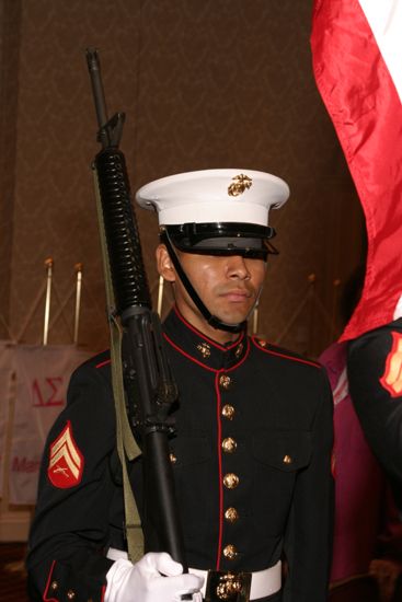 Marine Corp Member in Convention Parade of Flags Procession Photograph, July 9, 2004 (image)