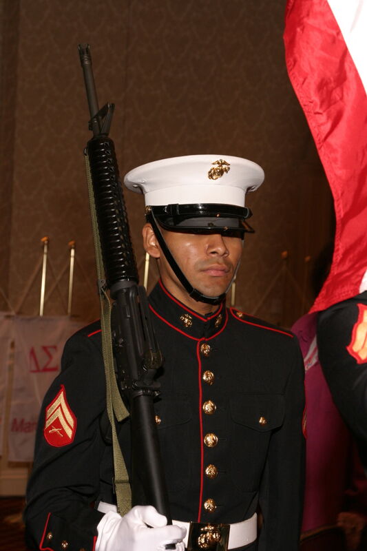 July 9 Marine Corp Member in Convention Parade of Flags Procession Photograph Image