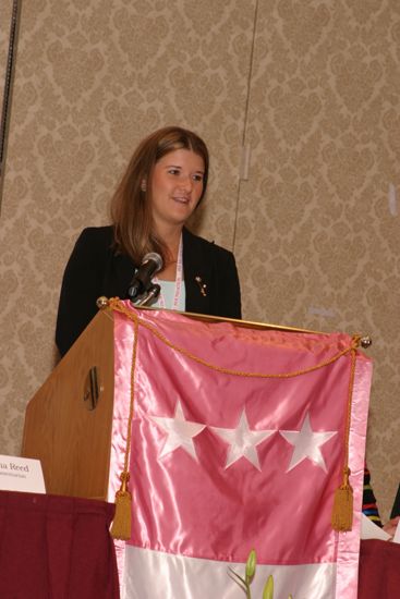 Unidentified Phi Mu Speaking at Convention Parade of Flags Photograph, July 9, 2004 (image)