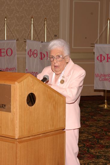 Leona Hughes Speaking at Convention Parade of Flags Photograph 1, July 9, 2004 (image)