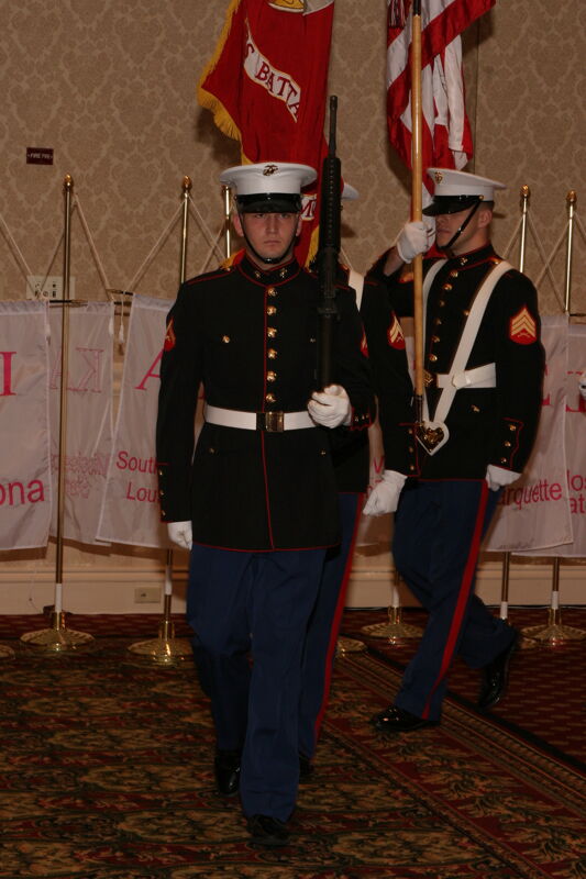 Marine Corp Members in Convention Parade of Flags Procession Photograph 1, July 9, 2004 (Image)