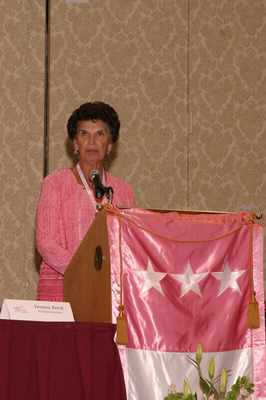 Patricia Sackinger Speaking at Convention Parade of Flags Photograph, July 9, 2004 (Image)