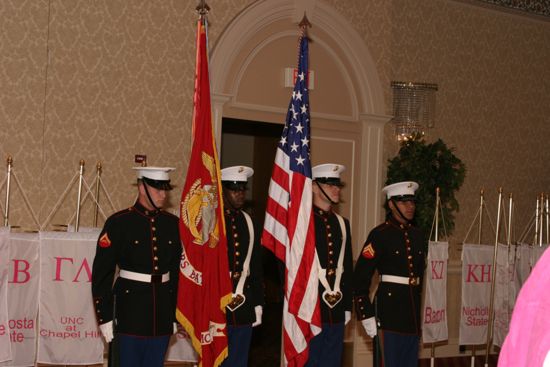 Four Marine Corp Members at Convention Parade of Flags Photograph 1, July 9, 2004 (image)