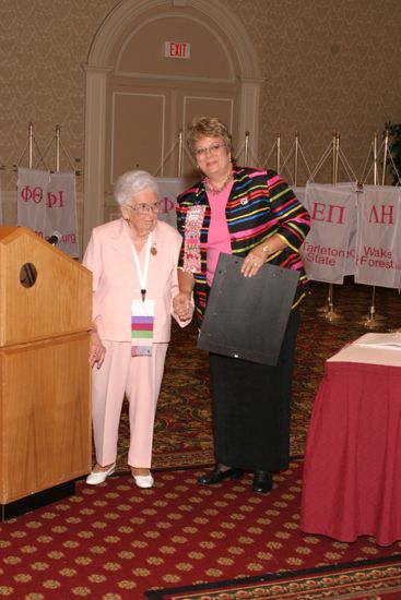 Leona Hughes and Kathy Williams at Convention Parade of Flags Photograph 1, July 9, 2004 (image)