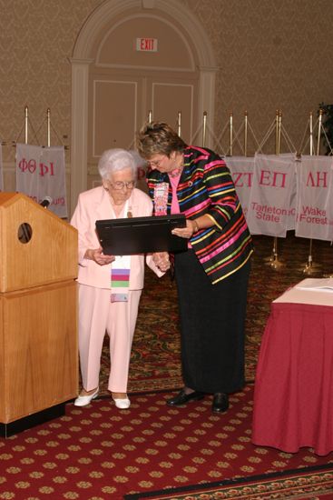 Leona Hughes and Kathy Williams at Convention Parade of Flags Photograph 2, July 9, 2004 (image)