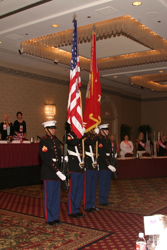 Four Marine Corp Members at Convention Parade of Flags Photograph 2, July 9, 2004 (Image)