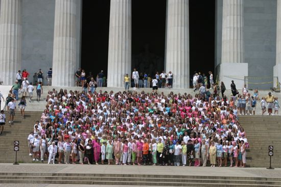 Convention Attendees at Lincoln Memorial Photograph 7, July 10, 2004 (image)