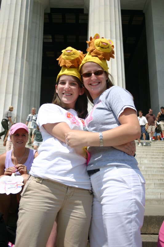 Two Unidentified Phi Mus at Lincoln Memorial During Convention Photograph 1, July 10, 2004 (Image)