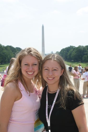 Two Unidentified Phi Mus by Washington Monument During Convention Photograph 2, July 10, 2004 (image)