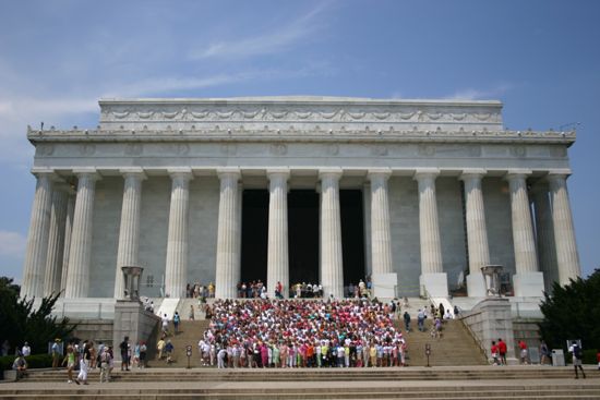 Convention Attendees at Lincoln Memorial Photograph 5, July 10, 2004 (image)