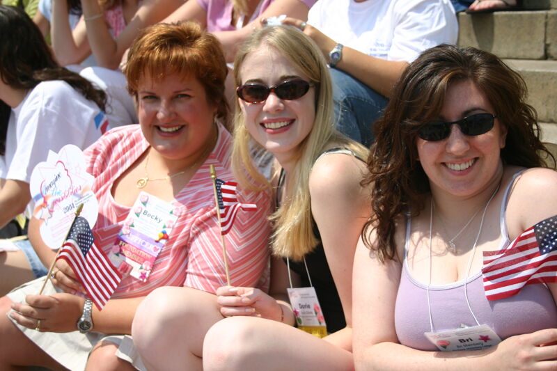 School, Morgan, and Weinberg on Lincoln Memorial Steps During Convention Photograph, July 10, 2004 (Image)